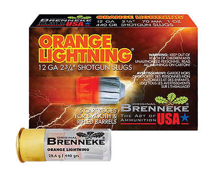 Brenneke SL122OL Orange Lightning  12Gauge 2.75" 1oz Slug Shot 5 Per Box/50 Case