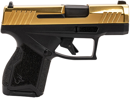 Taurus 1-GX4M931-G GX4  Micro-Compact Frame 9mm Luger 13+1 3.06" Satin Black DLC Stainless Steel Barrel, Gold PVD Serrated Alloy Steel Slide, Matte Black Stainless Steel Frame, Textured Grip