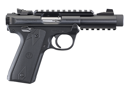 Ruger 40149 Mark IV 22/45 Tactical 22 LR 10+1 4.40" Steel/Threaded Barrel, Blued Slide, Black Checkered 1911-Style Panel Grip, Features Top  &  Bottom Picatinny Rails