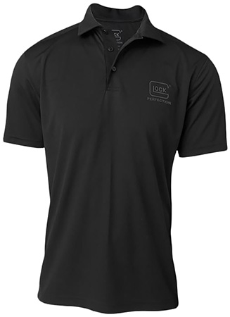 Glock AP96213 Glock Perfection Polo  Black Polyester Mesh Short Sleeve Large