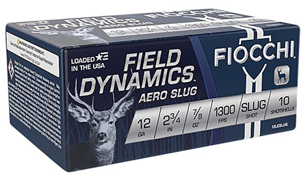 Fiocchi 12LESLUG Field Dynamics Aero 12Gauge 2.75" 7/8oz RifledSlug Shot 10 Per Box/25 Case