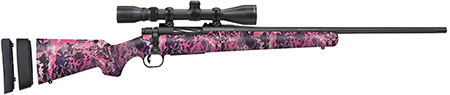 Mossberg 28258 Patriot Super Bantam w/Optic 350 Legend 4+1 22" Matte Blued Fluted Threaded Barrel, Matte Blued Drilled  &  Tapped Receiver, Adj LOP Muddy Girl Wild Synthetic Stock, 3-9x40mm Duplex