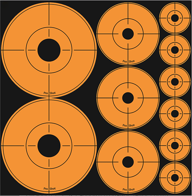 Pro-Shot ASSORTEDDOT Peel  &  Stick Target Dots Black/Orange 10 Pack
