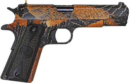 Iver Johnson Arms 1911A1BOA 1911 A1 BOA 45 ACP 8+1 5" Black Steel Barrel, BOA Snakeskin Steel Serrated Slide, BOA Snakeskin Steel Frame w/Beavertail, Black Dymondwood Snakeskin Grip