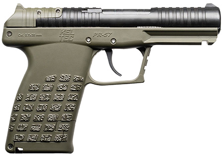 Kel-Tec PR57GRN PR57  Compact Frame 5.7x28mm 20+1 4" Black Steel Barrel, OD Green Optic Ready/Serrated Slide, OD Green Textured Grip