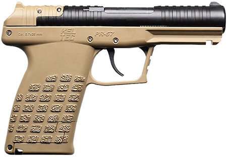 Kel-Tec PR57TAN PR57  Compact Frame 5.7x28mm 20+1 4" Black Steel Barrel, Tan Optic Ready/Serrated Slide, Tan Textured Grip