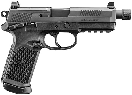 FN 66102271 FNX w/Optic 45 ACP 15+1 5.30" Black Steel Threaded Barrel, Optic Ready/Serrated Stainless Steel Slide  &  Polymer Frame w/Picatinny Rail, Holosun 407C Red Dot, Ambidextrous