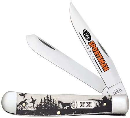 Case 81224 Trapper Sportsman Folding Clip Point/Spey Plain Mirror Polished Tru-Sharp SS Blade/Bird Dog Hunter Embellished Natural Bone Handle