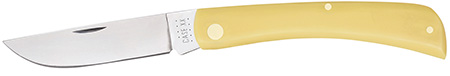 Case 00038 Sod Buster  Folding Skinner Plain Tumble Polish Carbon Steel Blade/Smooth Yellow Synthetic Handle