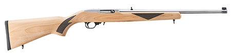 Ruger 31229 10/22 Sporter 22 LR 10+1 18.50" Clear Satin Stainless Steel Barrel, Natural w/Black Checkering Wood Stock
