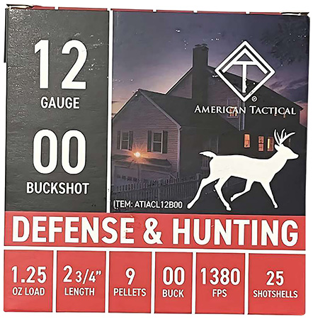 ATI ATIACL12B00   12Gauge 2.75" 1 1/4oz 00Buck Shot 25 Per Box/10 Case