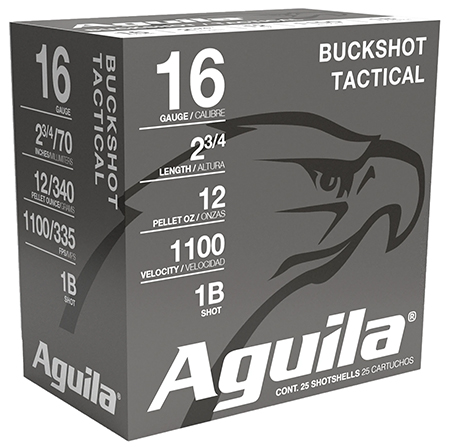 Aguila 1C1601BA Buckshot High Velocity 16Gauge 2.75" 1 1/8oz 1Buck Shot 25 Per Box/10 Case