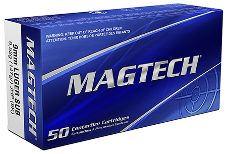 Magtech 9K Range/Training  9mmLuger 147gr Jacketed Hollow Point Subsonic 50 Per Box/20 Case
