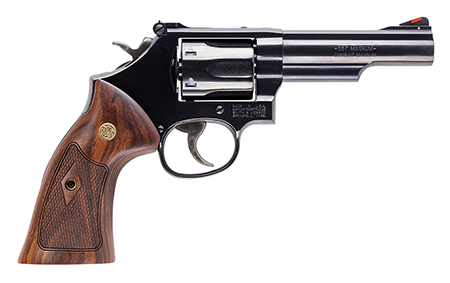Smith  &  Wesson 14046 Model 19  K-Frame 357 Mag 6 Shot 4.25" Blued Carbon Steel Barrel, Cylinder  &  Frame, Checkered Wood Grip, No Safety