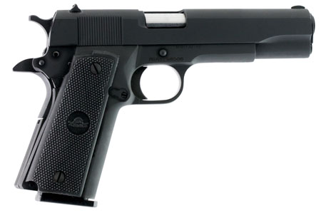 Rock Island 51453MA GI Standard FSHC *MA Compliant 45 ACP Caliber with 5" Barrel, 10+1 Capacity, Overall Black Parkerized Finish Steel, Beavertail Frame, Serrated Slide  &  Black Rubber Grip