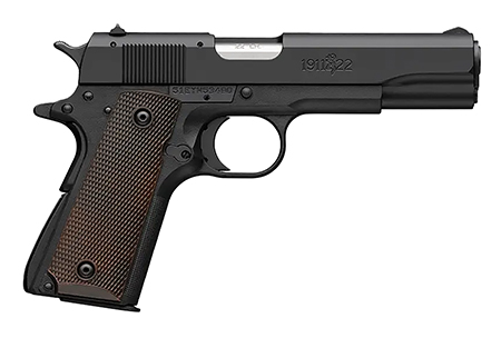 Browning 051063490 1911 A1 Full Size Frame 22 LR 10+1 4.25" Stainless Steel Barrel, Matte Black Serrated Slide, Matte Black Polymer Frame, Brown Composite Grip