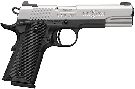 Browning 051118492 1911 Black Label Full Size 380 ACP 8+1 4.25" Stainless Steel Barrel, Satin Stainless Steel Serrated Slide, Matte Black Polymer Frame, Black Polymer Grip