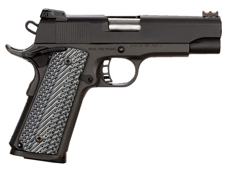 Rock Island 51487 Rock Ultra MS 45 ACP Caliber with 4.25" Barrel, 8+1 Capacity, Overall Black Parkerized Finish Steel, Beavertail Frame, Serrated Slide  &  Black/Gray G10 Grip
