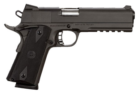 Rock Island 51484 Tac Standard FS 45 ACP Caliber with 5" Barrel, 8+1 Capacity, Overall Black Parkerized Finish Steel, Picatinny Rail/Beavertail Frame, Serrated Slide  &  Black Rubber Grip