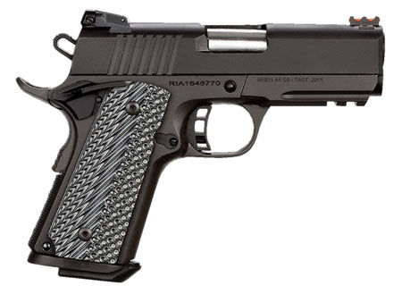 Rock Island 51470 Tac Ultra CS 45 ACP Caliber with 3.62" Barrel, 7+1 Capacity, Overall Black Parkerized Finish Steel, Picatinny Rail/Beavertail Frame, Serrated Slide  &  Black/Gray G10 Grip