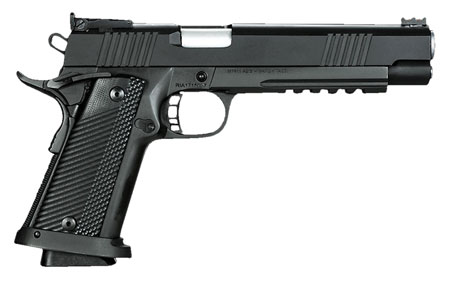 Rock Island 52000 Pro Ultra Match HC 10mm Auto Caliber with 6" Barrel, 16+1 Capacity, Overall Black Parkerized Finish Steel, Picatinny Rail/Beavertail Frame, Serrated Slide  &  Black G10 Grip