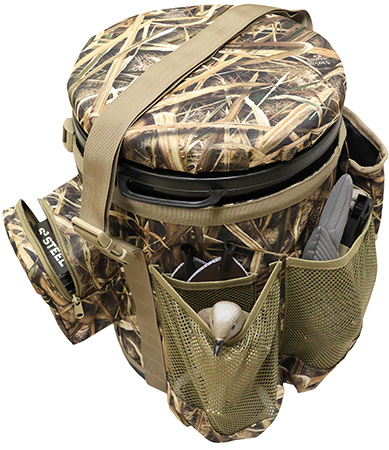 Mojo Outdoors HW2553 Dove Game Bucket Swivel Seat, Mossy Oak SGB Camo, Carry Strap