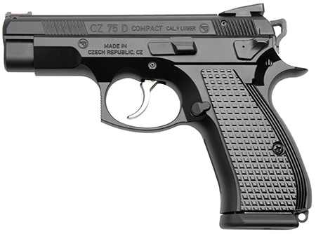 Cz Custom Shop 91048 CZ 75 D PCR Compact Frame 9mm Luger 15+1 3.90" Steel Barrel Black, Serrated Black Slide, Polycoat Aluminum Frame w/Beavertail, Black Checkered Aluminum Grip