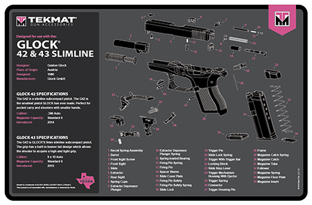 TekMat TEKR17GLOCKG3PNK Glock Gen 3 Cleaning Mat Pink Rubber 11"x17" Glock Gen 3 Parts Diagram
