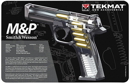 TekMat TEKR17SWMPCA S&W M & P Cutaway Cleaning Mat Black/White Rubber 11" x 17"