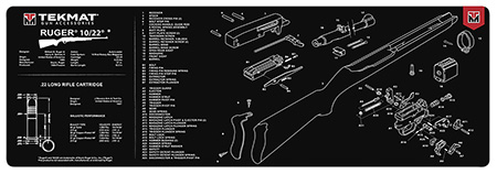 TekMat TEKR361022 Ruger 10/22 Cleaning Mat Black/White Rubber 12"x36" Ruger 10-22 Parts Diagram