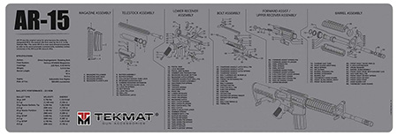 TekMat TEKR36AR15GY AR-15 Cleaning Mat Gray Rubber 12"x36" AR-15 Parts Diagram