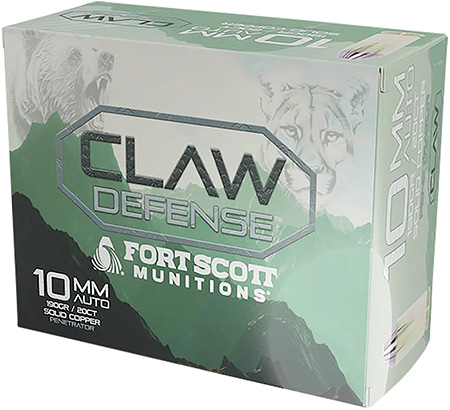 Fort Scott Munitions 10MM190SCVFNCD Claw Defense  10mm 190gr 20 Per Box/25 Case