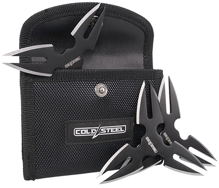 Cold Steel CSTH15STR3PK Throwing Stars  Three 1.50" Black Oxide 420 Stainless Steel Blades Includes Sheath