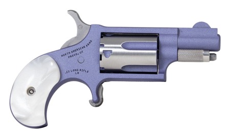 North American Arms 22LRORCHID Mini-Revolver  22 LR 5 Shot 1.13" Orchid Cerakote Stainless Steel Barrel  &  Frame, Orchid/Stainless Cylinder, White Pearlite Grip, Stainless Exposed Hammer