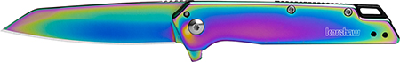 Kershaw 1365RBW Misdirect  3" Folding Reverse Tanto Plain Polished Rainbow PVD 4Cr14 Blade, Polished Rainbow PVD Stainless Steel Handle
