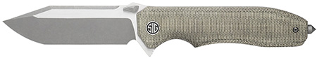 Sig Sauer Knives VA9GT Validus  3.78" Folding Modified Tanto Plain Dark Acid Stonewash/Satin M390 Steel Blade, 4.76" Green Canvas Micarta Handle