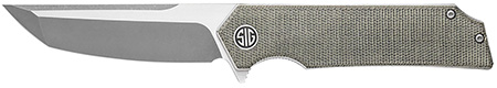 Sig Sauer Knives TS8SG Tsuru  3.30" Folding Tanto Plain Satin 154CM SS Blade, 4.20" Green Canvas Micarta Handle