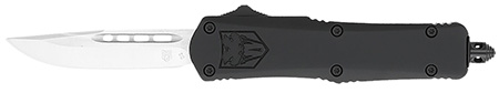 CobraTec Knives SBFS3DNS FS-3  Small 2.75" OTF Drop Point Plain D2 Steel Blade, 4.25" Black Aluminum Alloy Handle