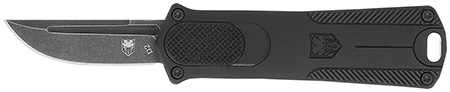 CobraTec Knives CALI952BLKDNS 952 *CA Compliant 1.75" OTF Drop Point Plain Stonewashed D2 Steel Blade, 3" Black Anodized Aluminum Handle
