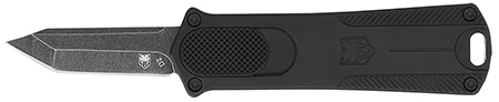 CobraTec Knives CALI952BLKTNS 952 *CA Compliant 1.75" OTF Tanto Plain Stonewashed D2 Steel Blade, 3" Black Anodized Aluminum Handle