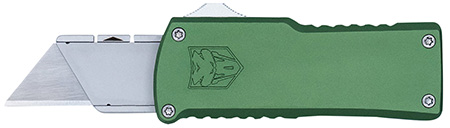 CobraTec Knives CTOTFUTODG Utility  OTF Plain Aluminum Blade, 3.38" OD Green Aluminum Handle