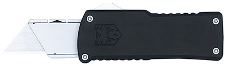 CobraTec Knives CTOTFUTBLK Utility  OTF Plain Aluminum Blade, 3.38" Black Aluminum Handle