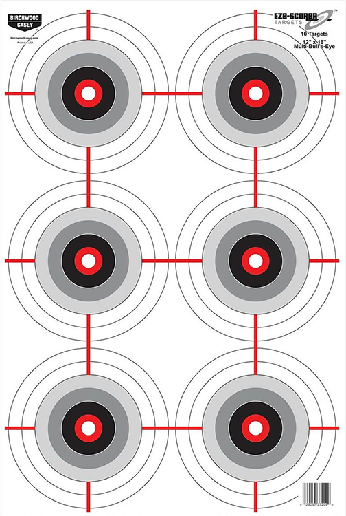 Birchwood Casey BC-37037 EZE-Scorer  Bullseye Hanging Paper 23" x 35" Black/Gray/Red 5 Pack