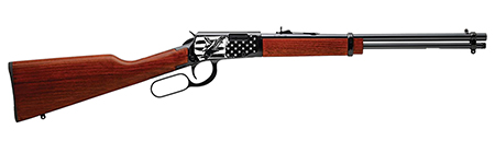Rossi RL22181WD-EN22 Rio Bravo  22 LR 15+1 18" Black Polished Alloy Steel Barrel, Black Engraved w/Flag  &  Eagle Alloy Steel Receiver, Hardwood Fixed Stock, Right Hand