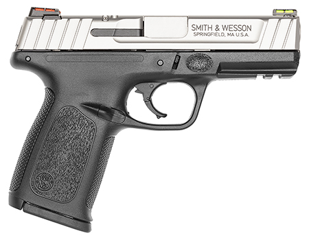 Smith  &  Wesson 11908 SD40 VE *CA Compliant Compact Frame 40 S&W 10+1 4" Stainless Steel Barrel, Satin Serrated Stainless Steel Slide, Matte Black Polymer Frame w/Picatinny Rail, Black Textured Grip