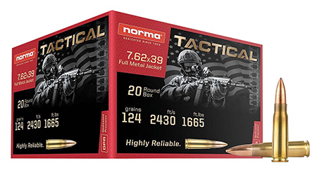 Norma Ammunition 295540020 Range  &  Training  7.62x39mm 124gr 20 Per Box/50 Case
