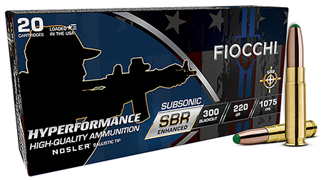Fiocchi 300BKSBS Hyperformance  300Blackout 220gr Nosler BT 20 Per Box/10 Case