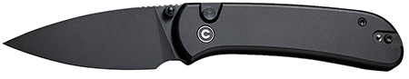 Civivi Knives C22030E-1 Qubit  2.98" Folding Drop Point Plain Black Stonewashed 14C28N Steel Blade, Black Aluminum Handle