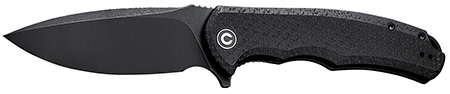 Civivi Knives C803G Praxis  3.75" Folding Plain Black Stonewashed 9Cr18MoV SS Blade, Black Textured Micarta Handle