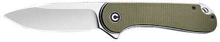 Civivi Knives C907E Elementum  2.96" Folding Plain Satin D2 Steel Blade, 4.03" Green Textured G10 Handle